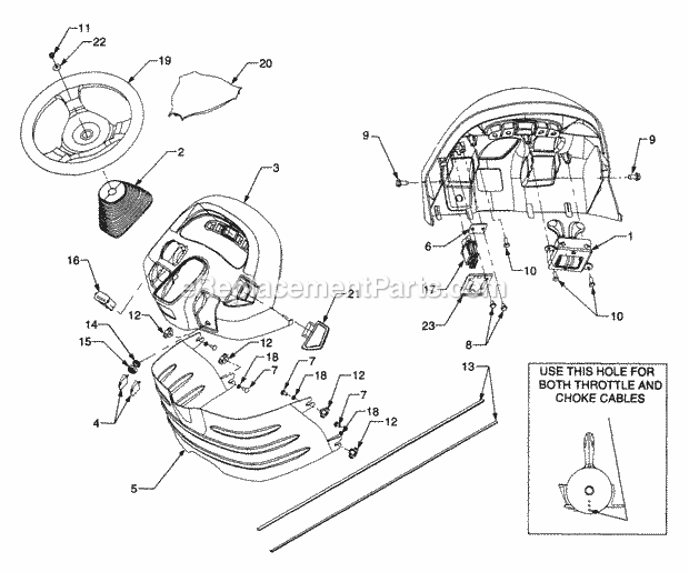 Dash Panel Diagram and Parts List for 3185 14A-665-100 Cub Cadet Lawn Tractor